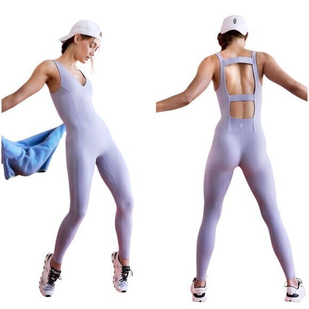 Free People Movement Never Better One-Piece Jumpsuit in Platinum Purple Size S